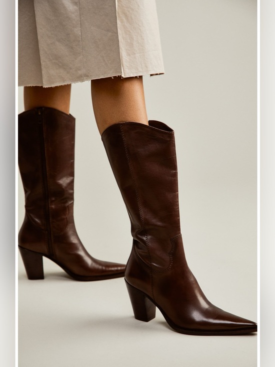 Free People Shoes - Free People Copenhagen leather point boots brown size 8.5 western cowgirl